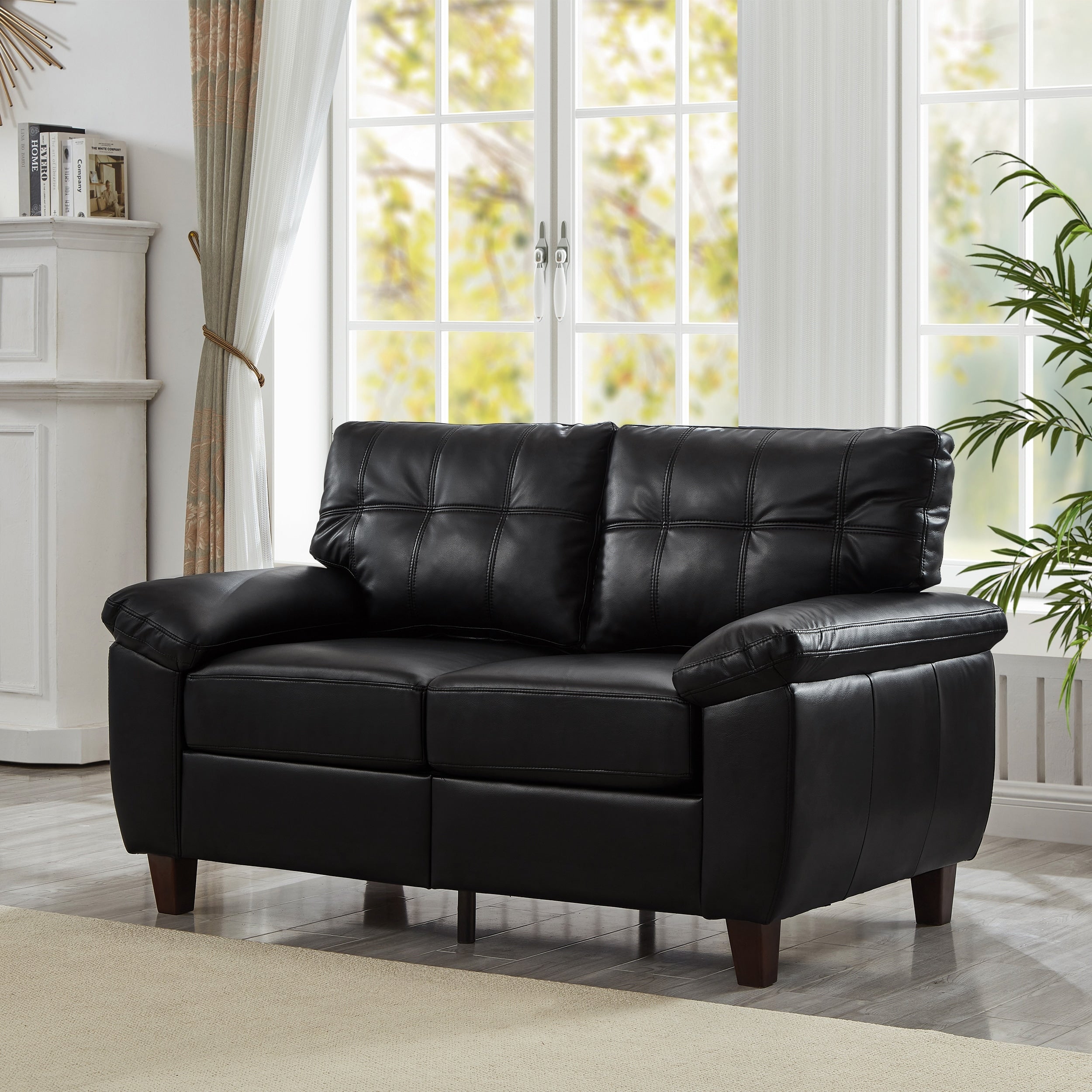 Roomfitters 59 Modern 2 Seater Loveseat Sofa Comfortable Upholstered Small Couch With Padded Armrests For Living Room