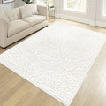 Roomfitters 53X76 Machine Washable Boho Vintage Area Rug Non Slip Pet Friendly Indoor Living Room Decor Carpet Cream