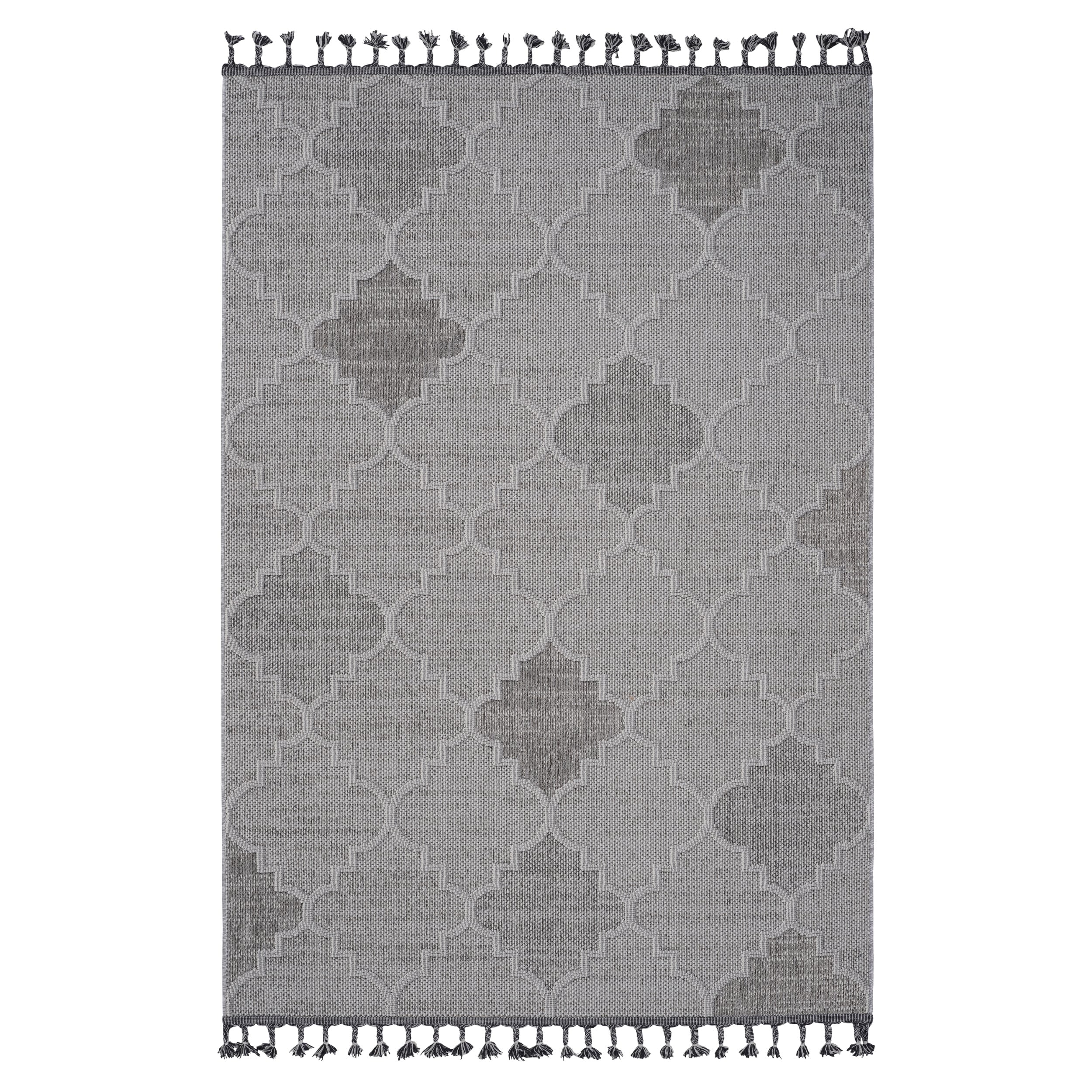 Roomfitters 5X7 Machine Washable Boho Vintage Area Rug Non Slip Pet Friendly Indoor Living Room Decor Carpet White Gray
