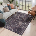 Roomfitters 5X8 Machine Washable Boho Vintage Area Rug Non Slip Pet Friendly Indoor Living Room Decor Carpet Black