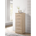 Roomfitters 6 Drawer Lingerie Chest Sandalwood Silver Handles Slim Space Saving Vertical Bedroom Storage Tower