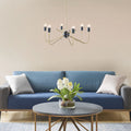Roomfitters 6 Light Metal Chandelier Antique Brass Black Candelabra Style Ceiling Light Two Tone Industrial Hanging Fixture