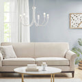 Roomfitters 6 Light Metal Chandelier Modern Gloss White Candelabra Style Ceiling Light Curved Hanging Dining Room Fixture