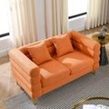 Roomfitters 60 2 Seater Sectional Sofa Modern Boucle Loveseat With Gold Legs And 2 Accent Pillows For Living Room