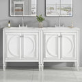 Roomfitters 60 Double Bathroom Vanity Set With Dual Ceramic Sinks Vintage Tapered Legs And Customizable Storage