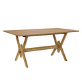 Roomfitters 63 Inch Double V Wood Dining Table Rectangular Farmhouse Kitchen Table Cross Leg Seating