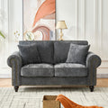 Roomfitters 63 Modern Upholstered Loveseat With Scrolled Arms And Nailhead Trim Classic 2 Seater Couch For Small Spaces Gray