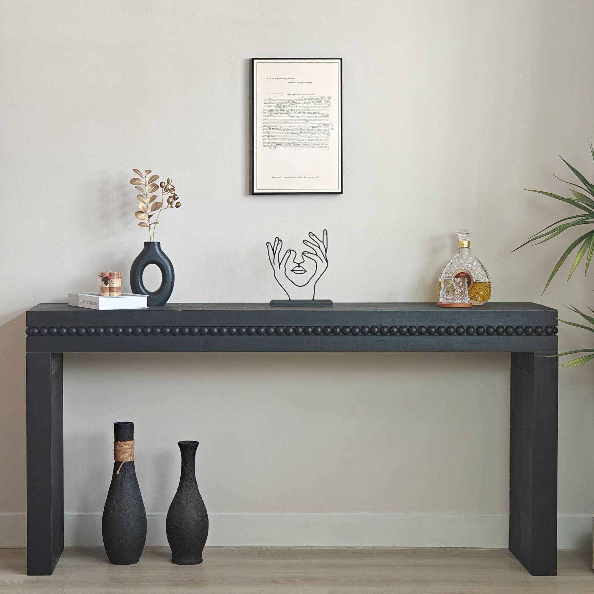 Roomfitters 64 Inch Modern Wood Console Table With Beaded Trim Entryway Accent