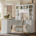 Roomfitters 65 L Shaped Computer Desk Power Outlet Storage Hutch Modern Corner Desk 11 Shelves 2 Cabinets 2 Units
