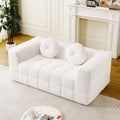 Roomfitters 66.5 Modern Boneless Couch All Foam Upholstered Sofa With 2 Accent Pillows For Living Room Beige