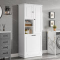Roomfitters 67 Tall Storage Cabinet With Flip Out Basket Adjustable Shelves Mdf Linen Tower For Bathroom Office