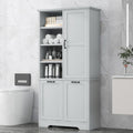 Roomfitters 68 Tall Bathroom Storage Cabinet With Dual Tilt Out Laundry Hampers Open Shelves Adjustable Storage
