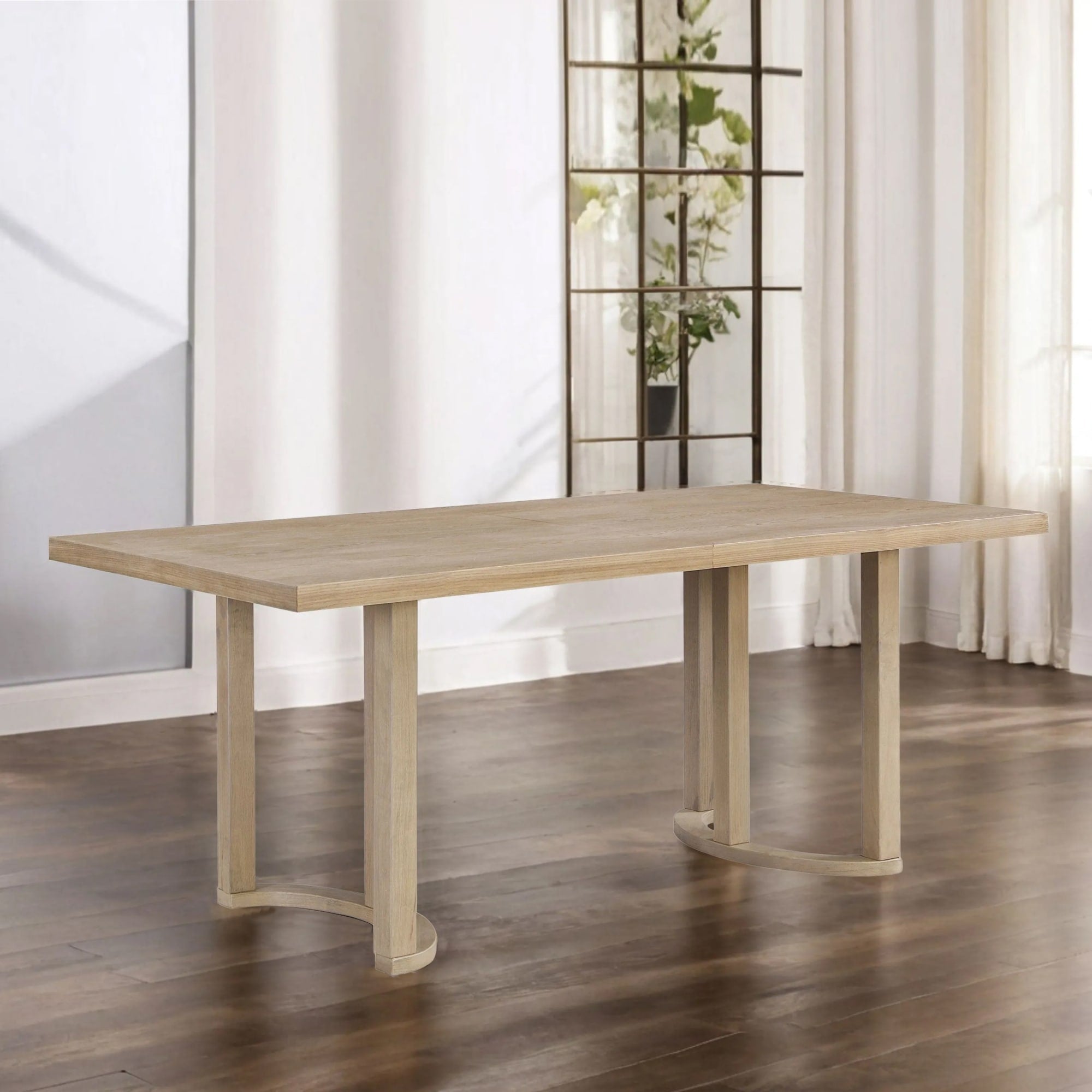 Roomfitters 69 Inch Modern Dining Table Rectangular Solid Wood Mdf Kitchen Table Curved Trestle Base
