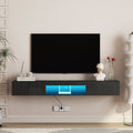 Roomfitters 69 Floating Tv Stand Wall Mounted With Smart App Leds Outlets Modern Entertainment Media Console Black