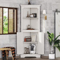 Roomfitters 69 Tall Corner Storage Cabinet 2 Doors Open Shelving Modern Space Saving Accent Cabinet With 90 Deg Angle