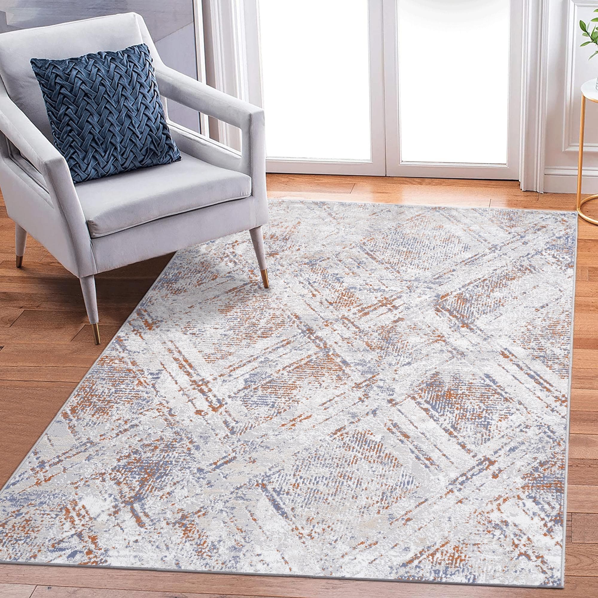 Roomfitters 6X9 Machine Washable Boho Vintage Area Rug Non Slip Pet Friendly Indoor Living Room Decor Carpet Beige 6 X 9