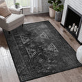 Roomfitters 6X9 Machine Washable Boho Vintage Area Rug Non Slip Pet Friendly Indoor Living Room Decor Carpet Black Gray