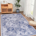 Roomfitters 6X9 Machine Washable Boho Vintage Area Rug Non Slip Pet Friendly Indoor Living Room Decor Carpet Blue 6 X 9