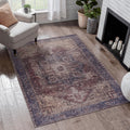Roomfitters 6X9 Machine Washable Boho Vintage Area Rug Non Slip Pet Friendly Indoor Living Room Decor Carpet Burgundy