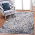 Roomfitters 6X9 Machine Washable Boho Vintage Area Rug Non Slip Pet Friendly Indoor Living Room Decor Carpet Grey Blue