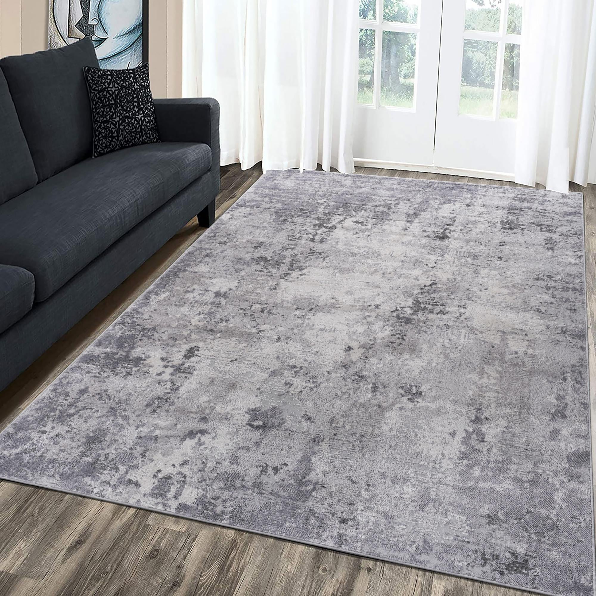 Roomfitters 6X9 Machine Washable Boho Vintage Area Rug Non Slip Pet Friendly Indoor Living Room Decor Carpet Light Grey