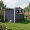 Roomfitters 6X9 Ft Metal Storage Shed Outdoor Backyard Garden House Planter Box Window Double Door Utility Shed