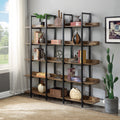 Roomfitters 70 Wide 5 Tier Bookcase Industrial Triple Wide Bookshelf Open Shelving Metal Frame