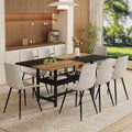 Roomfitters 71 Inch Brown Black Spliced Dining Table Pu Chairs Double Layer Storage Kitchen Set