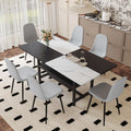 Roomfitters 71 Inch Modern Spliced Dining Table Linen Chairs Double Layer Storage Kitchen Set