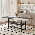Roomfitters 71 Inch Multifunctional Dining Table Two Tone Spliced Top Large Kitchen Table Lower Storage Shelf Workspace