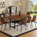 Roomfitters 71 Inch Walnut Grain Spliced Dining Table Tech Fabric Chairs Double Layer Storage Seating For 8
