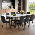 Roomfitters 71 Inch White Grain Spliced Dining Table Linen Chairs Double Layer Storage Kitchen Seating For 8