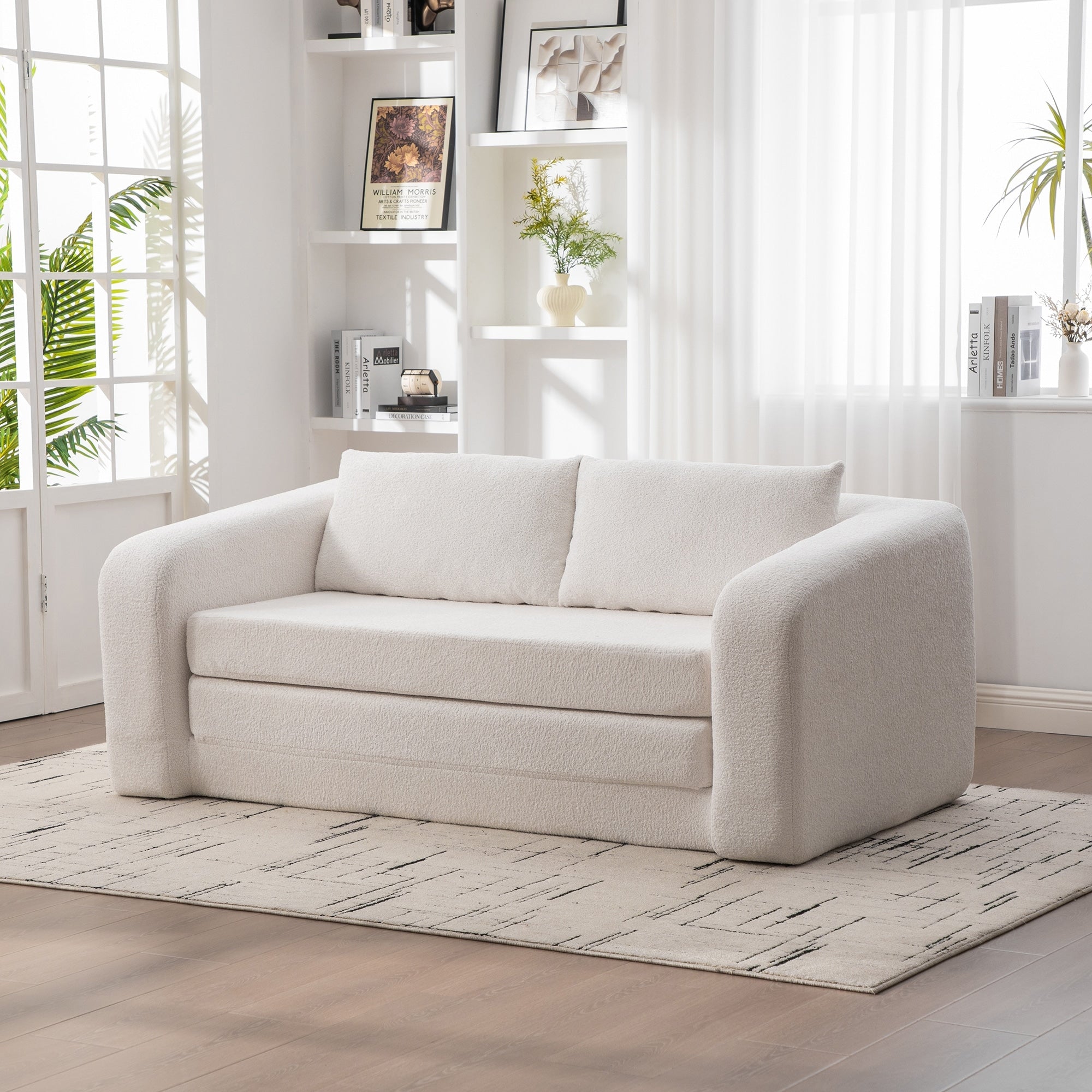 Roomfitters 71 Loveseat Sofa Bed Convertible Sleeper Couch Upholstered Minimalist Floor Futon Daybed