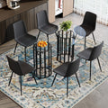 Roomfitters 71 Oval Tempered Glass Dining Table Set Pu Chairs Black Double Column Seating For 6 8