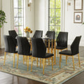 Roomfitters 71 Oval Tempered Glass Dining Table Set Pu Chairs Gold Double Column Seating For 6 8