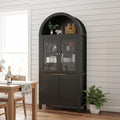 Roomfitters 71 Tall Arched Pantry Cabinet With Fluted Glass Doors Hidden Drawer 4 Door Display Cupboard