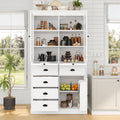 Roomfitters 72 Kitchen Pantry Organizers And Storage Kitchen Cabinet Storage Hutch With Glass Doors 5 Drawers