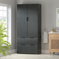 Roomfitters 72 Tall Fluted Kitchen Pantry Cabinet With 2 Large Deep Drawers 8 Door Spice Racks