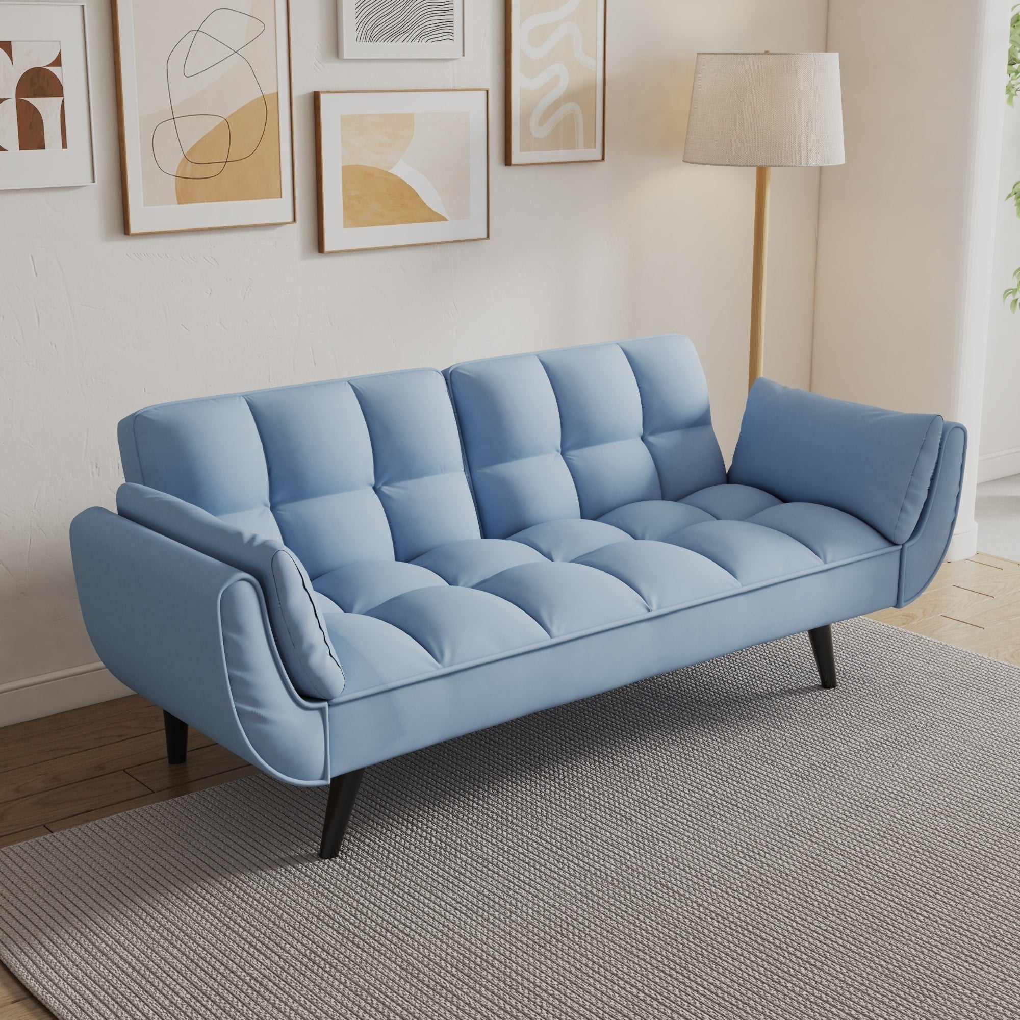 Roomfitters 74 Inch Antique Convertible Futon Sofa Bed Modern Sleeper Couch For Small Living Rooms