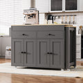 Roomfitters 74.8 Rolling Kitchen Island With Extendable Dining Table Mobile Cart With 4 Doors 2 Drawers Spice Rack
