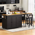Roomfitters 74.8 Rolling Kitchen Island With Extendable Dining Table Mobile Cart With Power Outlet 3 Drawers Racks