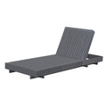 Roomfitters 76 Outdoor Chaise Lounge Chair Acacia Wood Sunbed With Adjustable Reclining Backrest For Patio Poolside Dark Grey