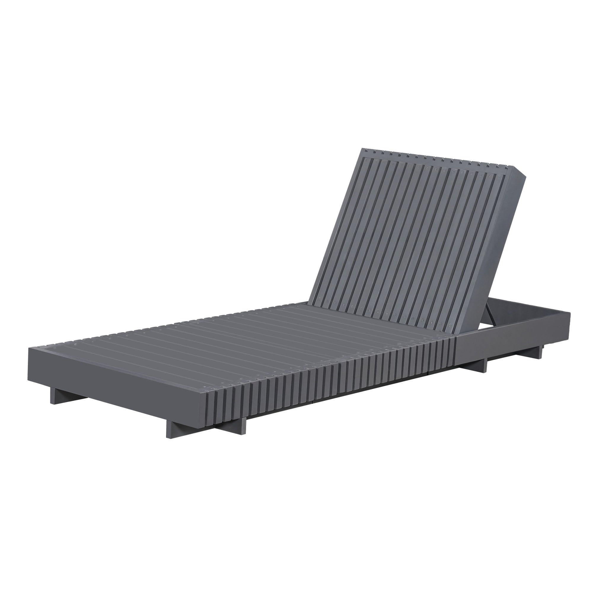 Roomfitters 76 Outdoor Chaise Lounge Chair Acacia Wood Sunbed With Adjustable Reclining Backrest For Patio Poolside Dark Grey
