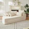 Roomfitters 78.5 2 In 1 Round Sofa Bed Ribbed Corduroy Convertible Modular Lounge Couch With 5 Pillows