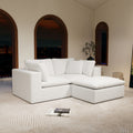 Roomfitters 78.8 Modular Sectional Sofa 3 Piece Compressed Cloud Couch No Assembly Required Plush Corduroy White