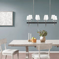 Roomfitters 8 Light Traditional Chandelier Black Silver Island Light Luxury Rectangular Fabric Drum Shade Ceiling Fixture