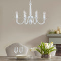 Roomfitters 8 Light Traditional Metal Chandelier Glossy White Candelabra Ceiling Luxury Large Hanging Fixture For Bedroom