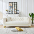 Roomfitters 80 Modern Tuxedo Sofa With Button Back And Gold Legs Upholstered Couch With Double Nailhead Trim