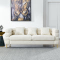Roomfitters 81 3 Seater Sectional Sofa Modern Boucle Upholstered Couch With Gold Legs And 3 Pillows For Living Room