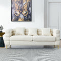 Roomfitters 81 3 Seater Sectional Sofa Modern Boucle Upholstered Couch With Gold Legs And 3 Pillows For Living Room Ivory